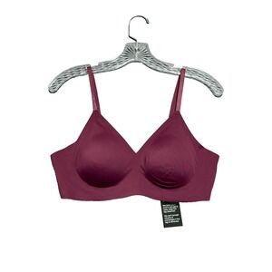 EBY Seamless Wireless Bra Medium Burgundy Plunge Comfort Soft Minimalist Stretch